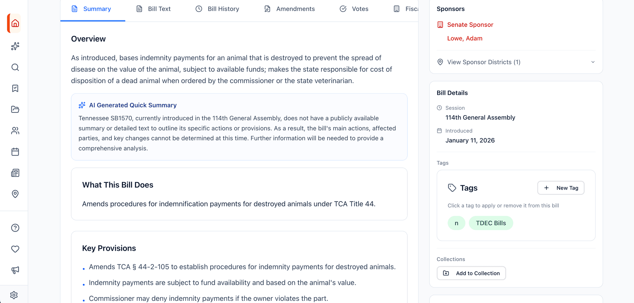 Bills List with AI Summaries
