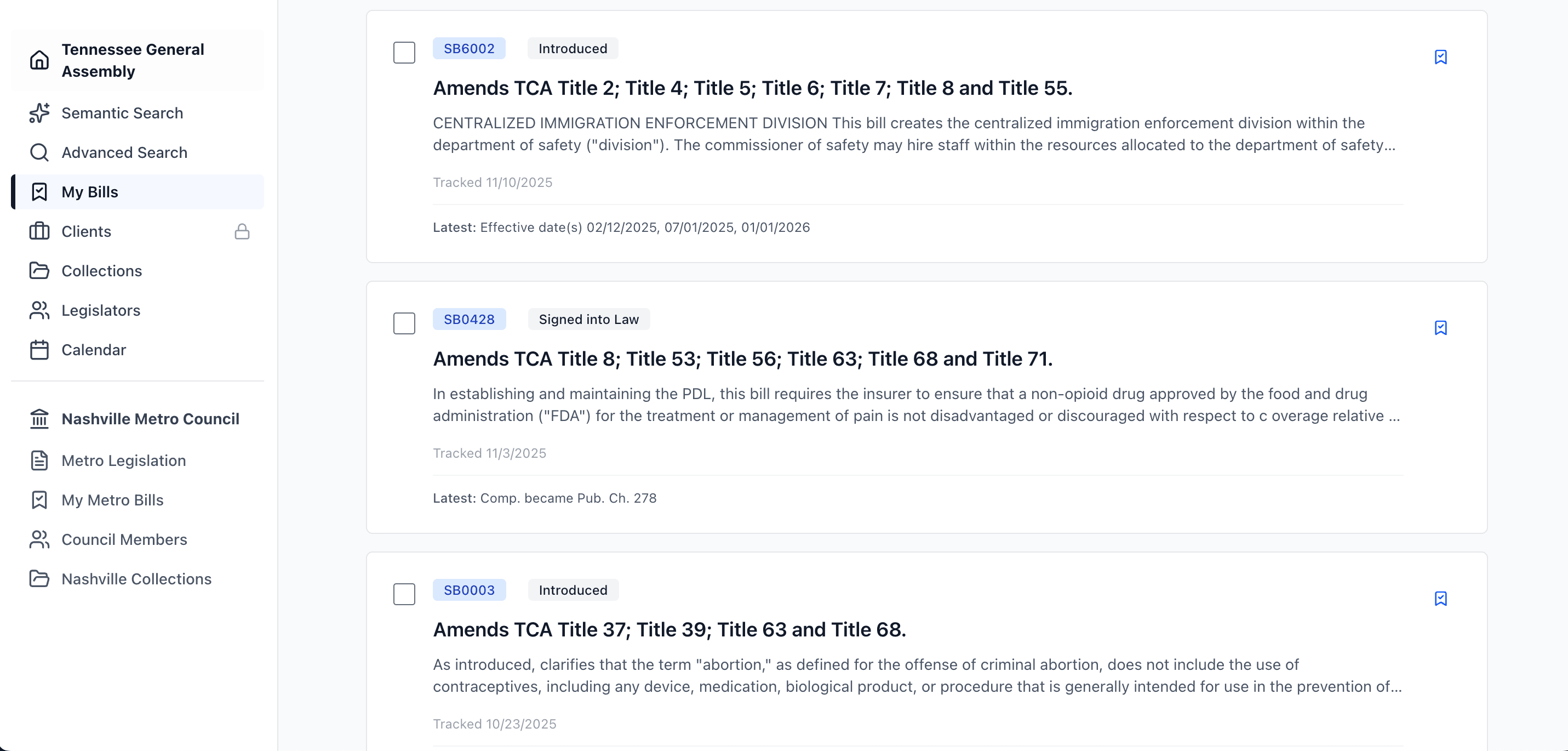 Bills List with AI Summaries
